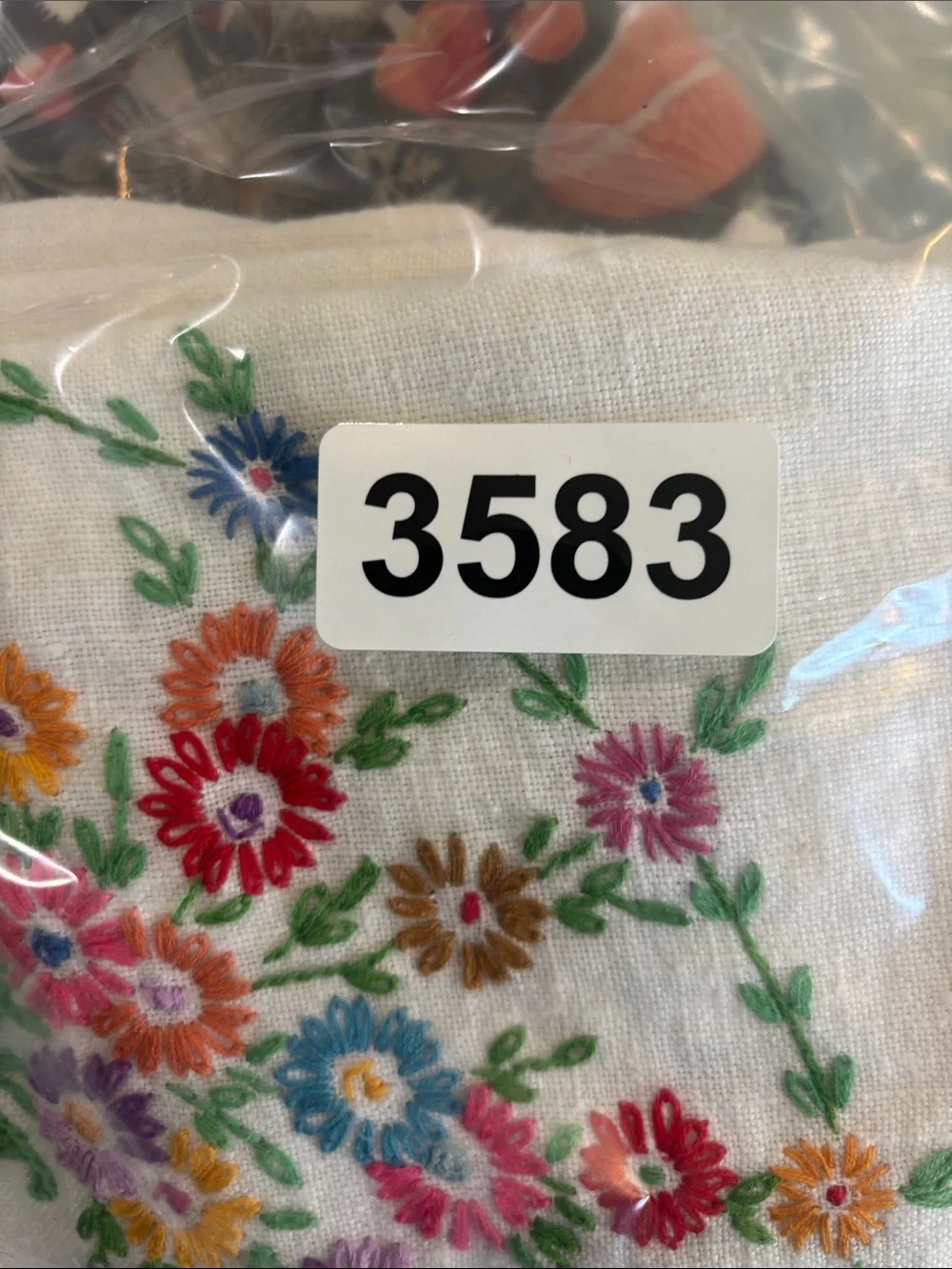 Vintage Embroidered linen tablecloth